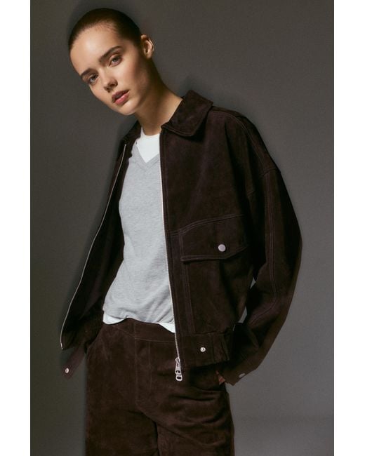 Pull&Bear Black Leather Suede Main Fabric Jacket