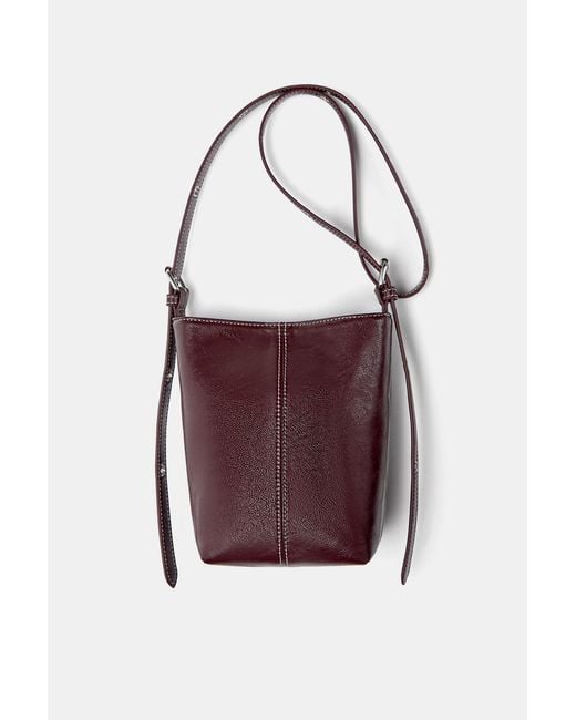 Pull&Bear Red Umhängetasche Mit Ziernähten