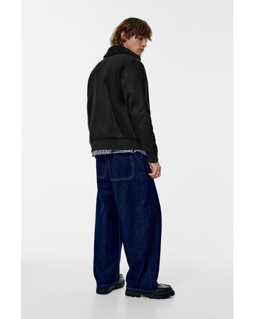 Pull&Bear Black Combined Double-Faced Jacket for men