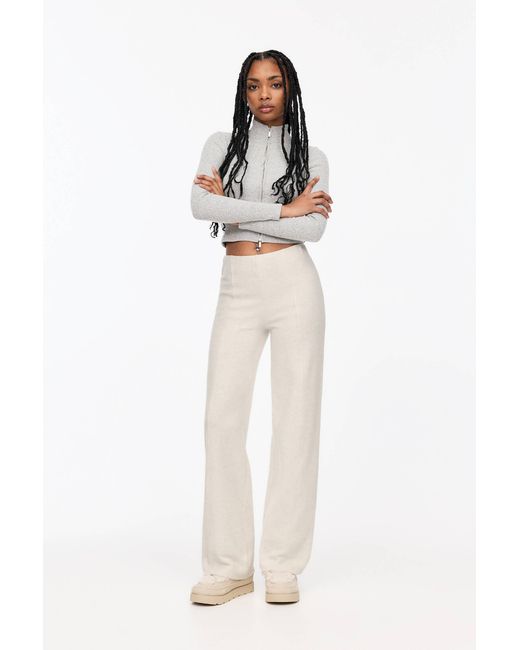Pull&Bear White Soft Touch-Hose Mit Ziernähten