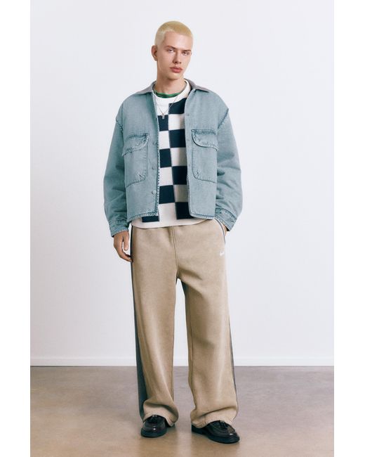 Pull&Bear Blue Denim Jacket With Contrast Collar for men