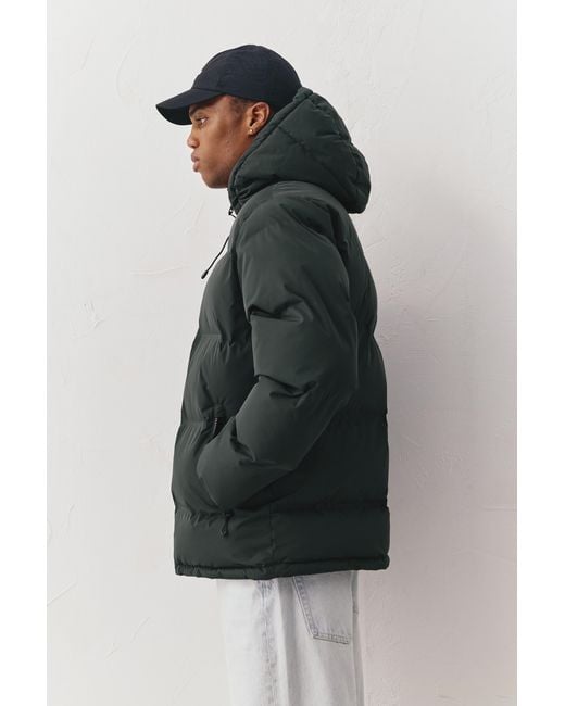 Pull&Bear Blue Heat-Sealed Quilted Jacket With Hood for men