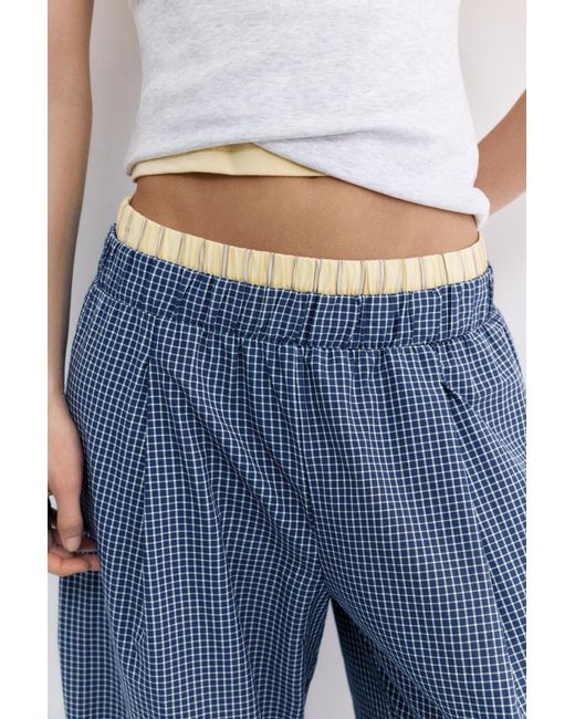 Pull&Bear Pyjamalook Broek Met Ruitjes En Plooien in het Gray