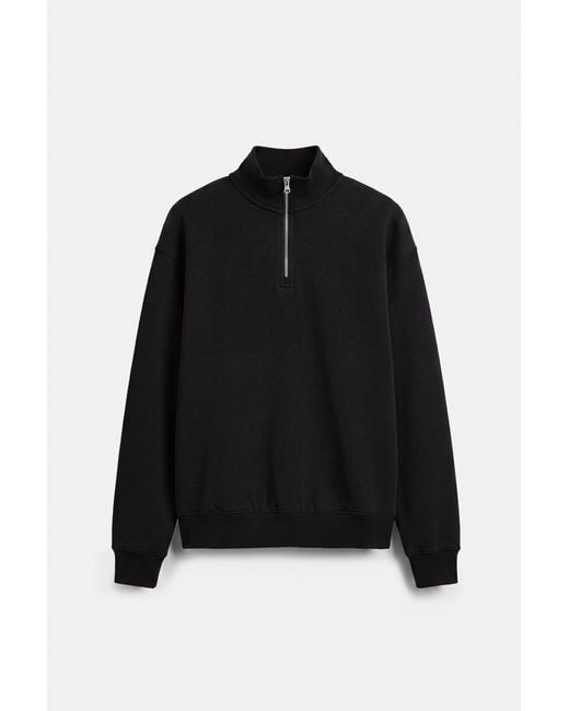 Pull&Bear Black Quarter-Zip Sweatshirt for men