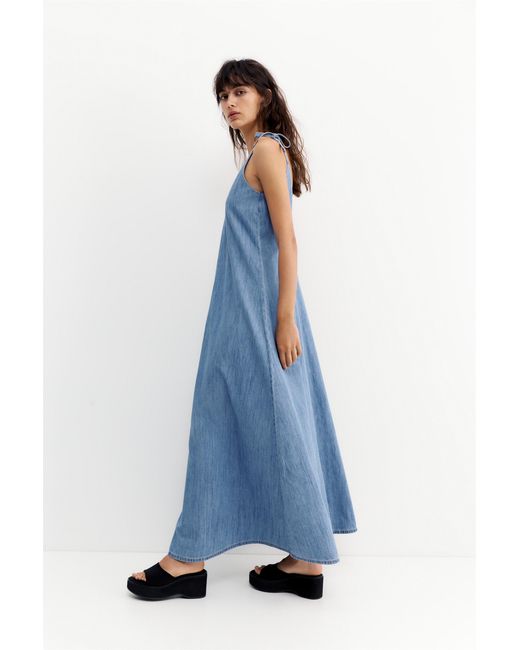 Pull&Bear Blue Long Denim Strappy Dress