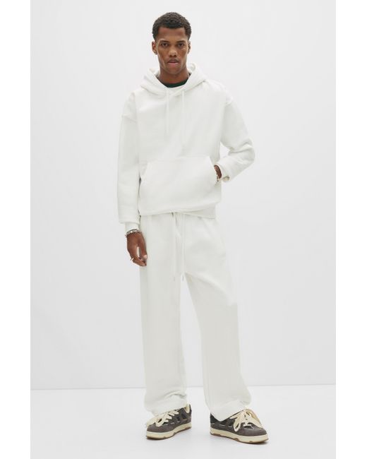 Pull&Bear White Basic Baggy Tracksuit Bottoms for men