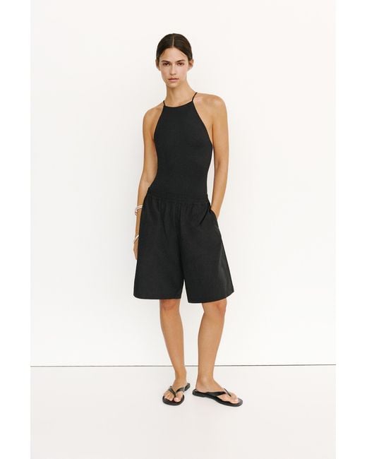 Pull&Bear Black Technical Bermuda Shorts