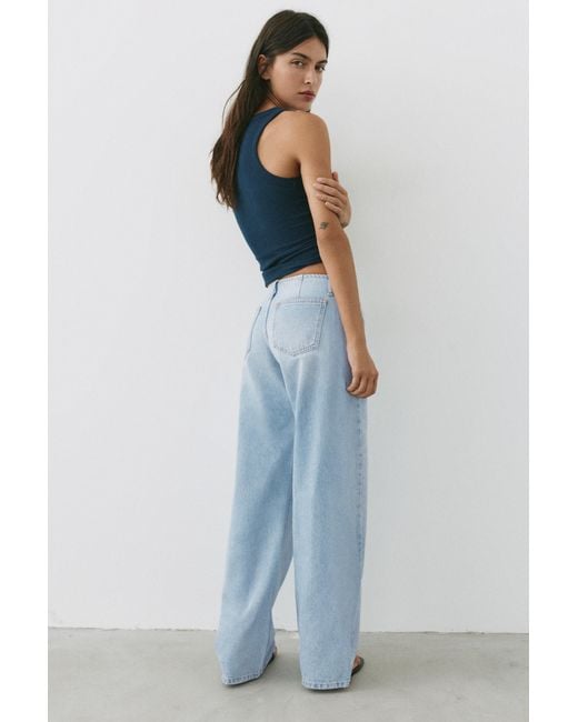 Pull&Bear Blue Low-Rise Straight Jeans