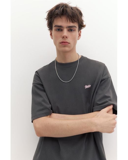 Pull&Bear Gray Stwd Logo Boxy T-Shirt for men