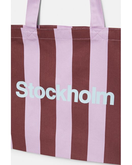 Pull&Bear Red Striped City Tote Bag