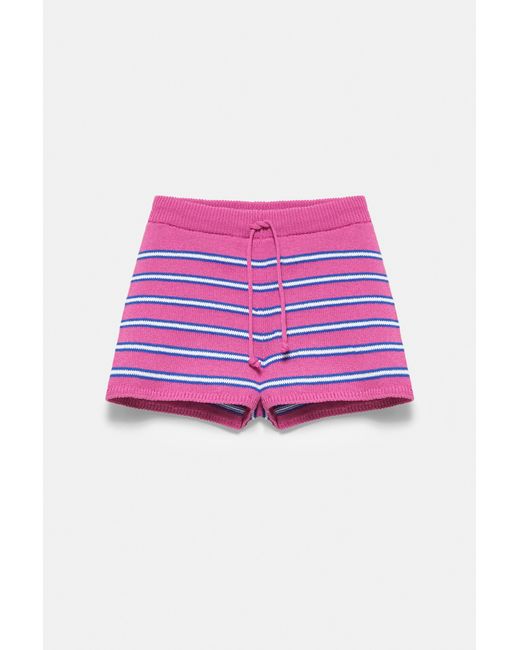 Pull&Bear Pink Striped Knit Shorts