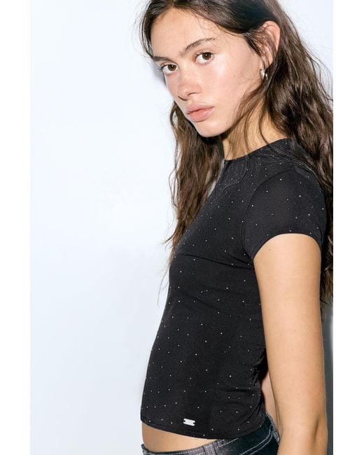 Pull&Bear Black Shimmery T-Shirt