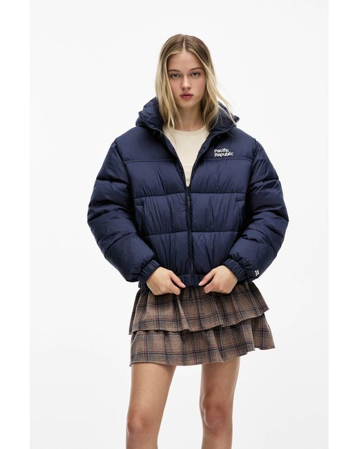 Pull&Bear Blue Pacific Republic Puffer Jacket