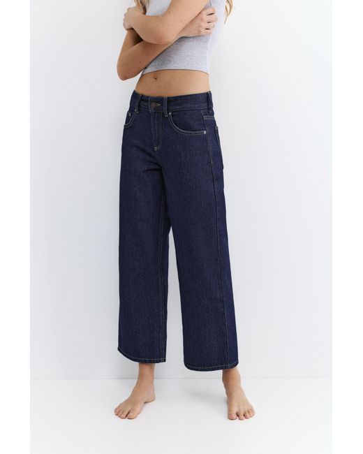Pull&Bear Blue Low-Rise Culottes Jeans