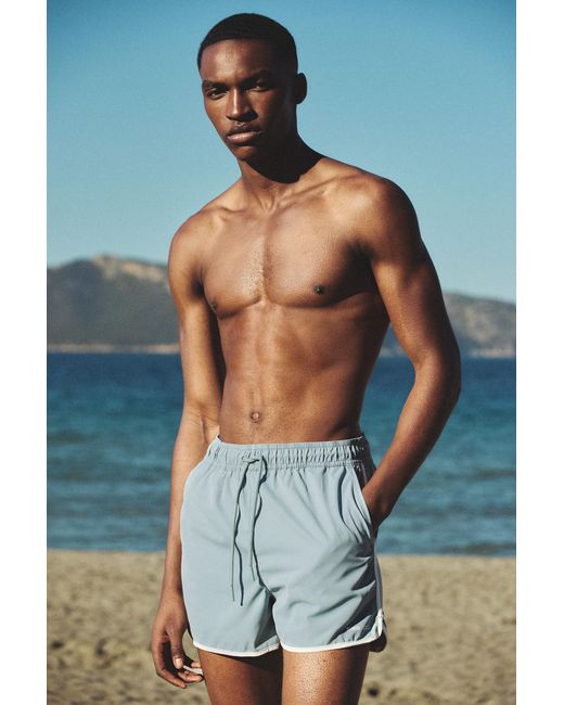 Pull&Bear Blue Stwd Board Shorts for men