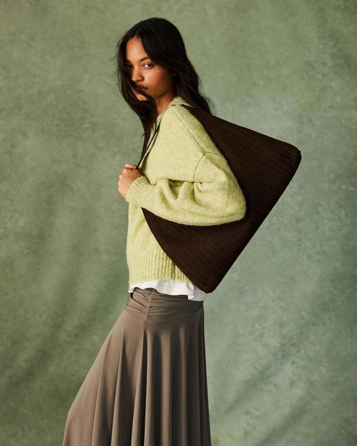 Pull&Bear Green Braided Shopper Bag