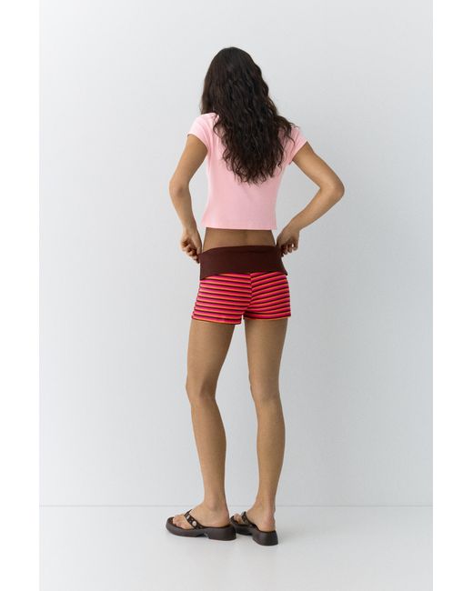 Short À Rayures En Maille Pull&Bear en coloris Red