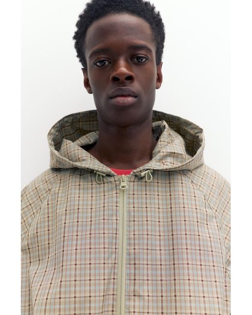 Pull&Bear Multicolor Lightweight Checked Hooded Raincoat for men