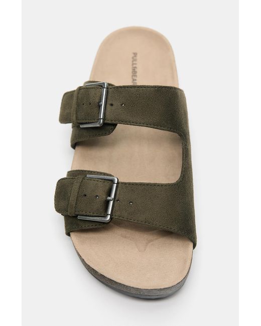 Pull&Bear Green Buckled Sandals for men