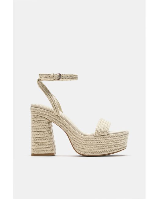 Pull&Bear White Platform High-Heel Sandals