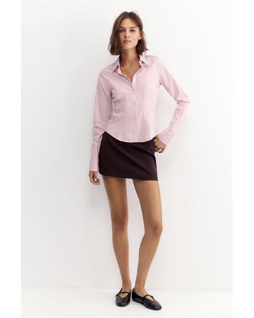 Pull&Bear Pink Fitted Wide-Cuff Shirt