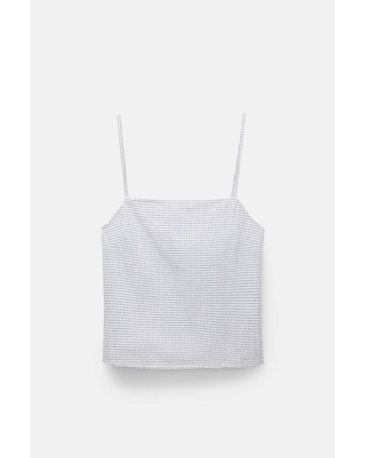 Pull&Bear White Top Mit Vichykaros