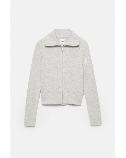 Pull&Bear White Soft-Touch-Jacke Mit Reißverschluss