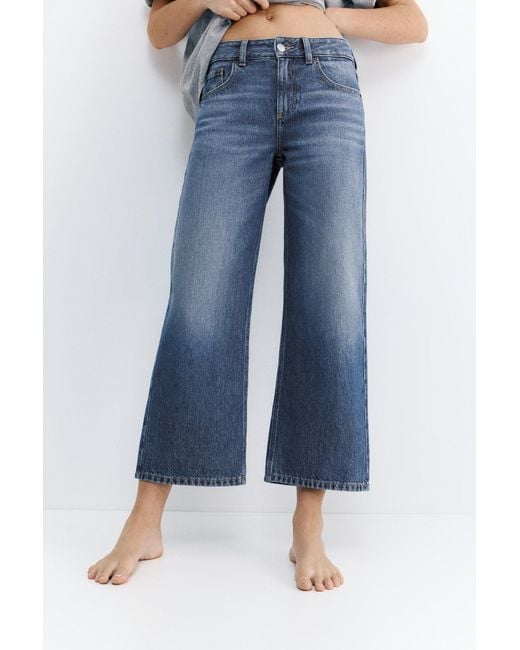 Pull&Bear Blue Low-Rise Culottes Jeans
