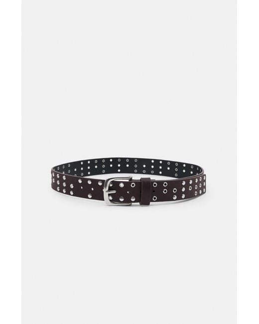Pull&Bear Black Leather Effect Belt With Eyelets