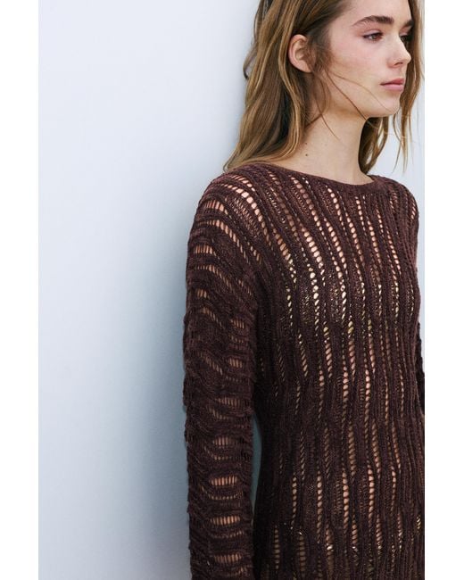 Pull&Bear Brown Cutwork Knit Jumper