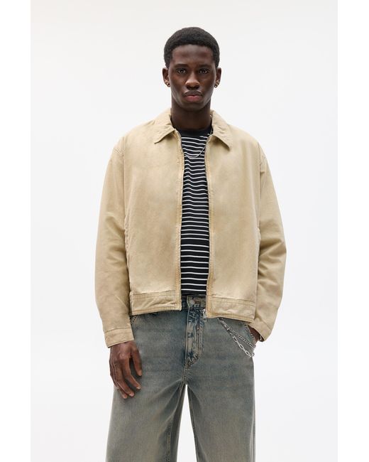 Pull&Bear Natural Cotton Zip-Up Jacket for men