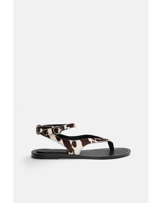 Pull&Bear White Flache Sandalen Aus Rindsleder