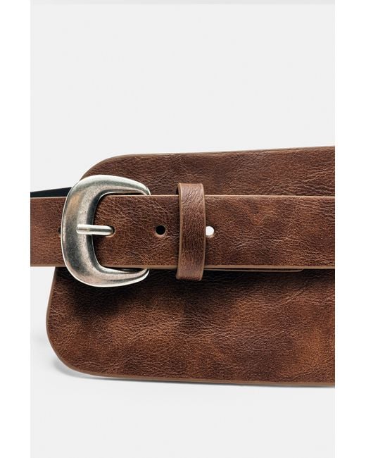 Pull&Bear Brown Studded Belt
