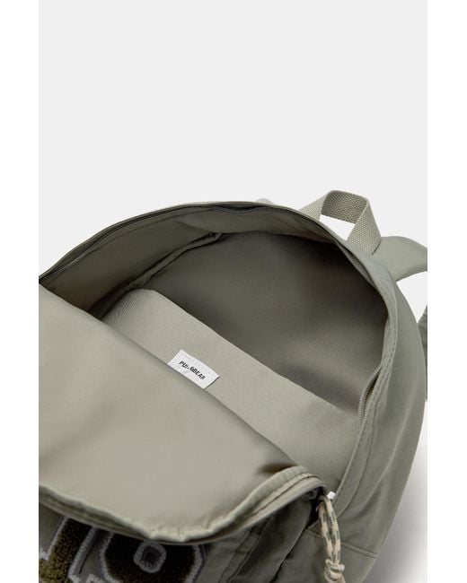Pull&Bear Gray Nylon-Rucksack Mit Patch