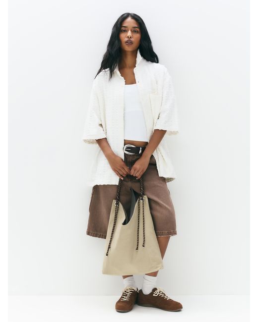Pull&Bear Natural Canvas-Shopper Mit Seilgriffen