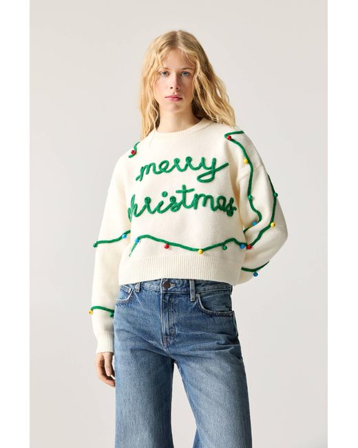 Pull&Bear Green Christmas Sweater