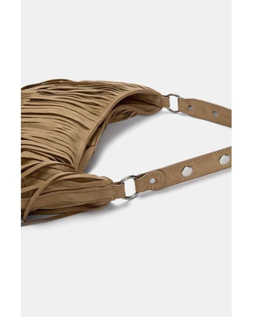 Pull&Bear Brown Schultertasche Mit Fransen