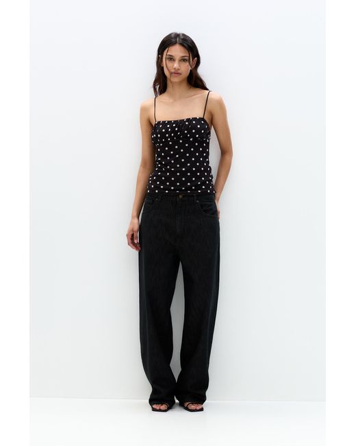 Pull&Bear Black Strappy Polka Dot Top