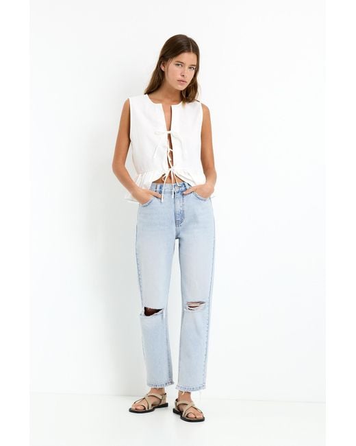 Pull&Bear Blue Ripped Mom Jeans