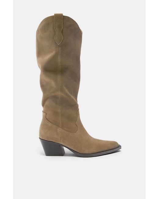 Pull&Bear Blue Cowboy Leather Boots