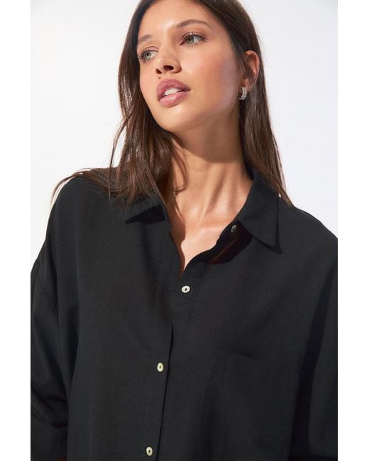 Pull&Bear Black Rustikales Oversize-Hemd