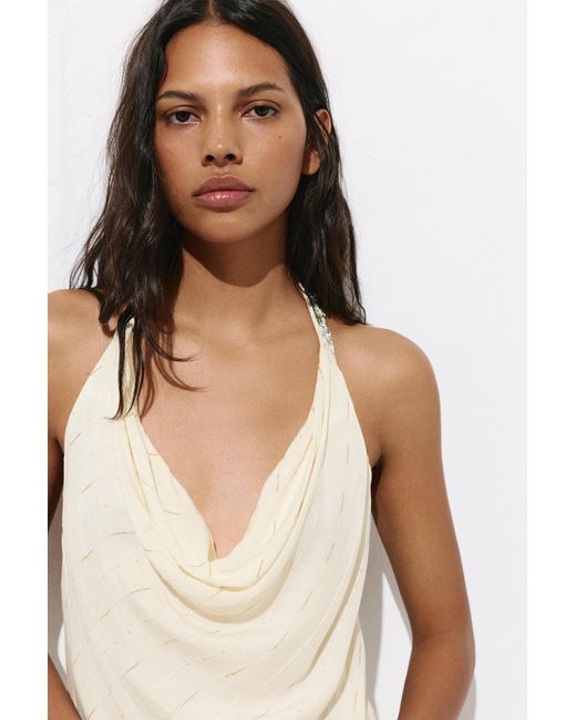 Pull&Bear Brown Short Asymmetric Halter Dress