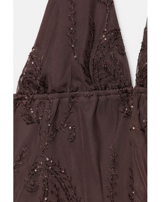 Pull&Bear Haltertop Met Lovertjes in het Brown