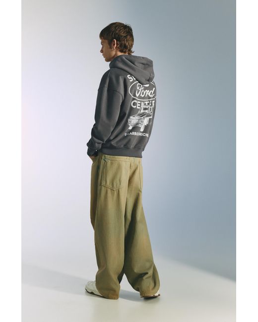 Pull&Bear Gray Ford Hoodie for men