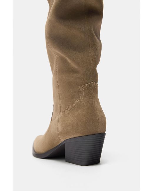 Pull&Bear Blue Cowboy Leather Boots
