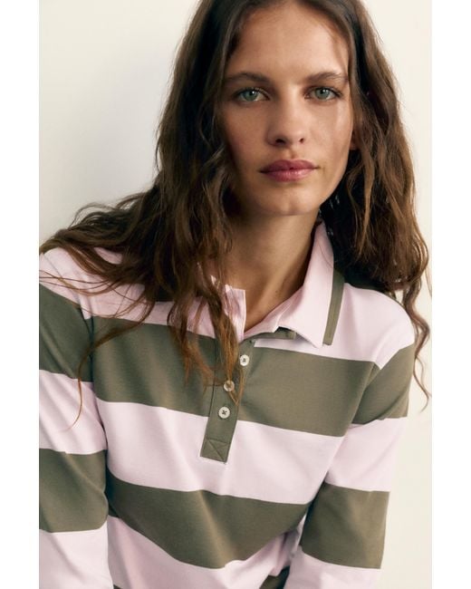 Pull&Bear Gray Langarm-Poloshirt