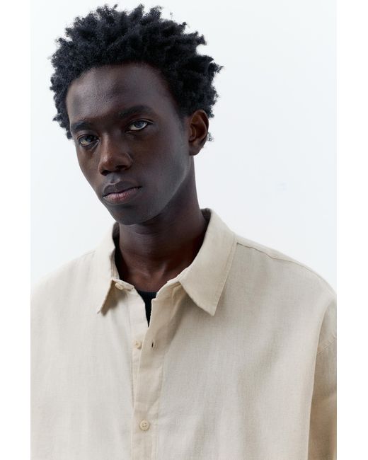 Pull&Bear Linnen Overhemd in het Blue voor heren