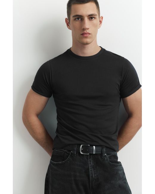 Pull&Bear Leereffect Riem Met Stiksels in het Black voor heren