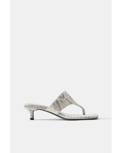 Pull&Bear Blue Snakeskin Print High-Heel Sandals