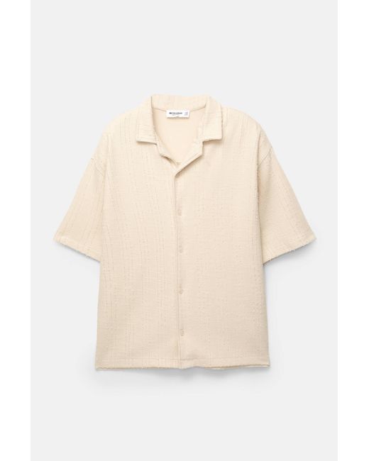 Pull&Bear Hemd Mit Strukturmuster Und Kurzen Ärmeln in Natural für Herren